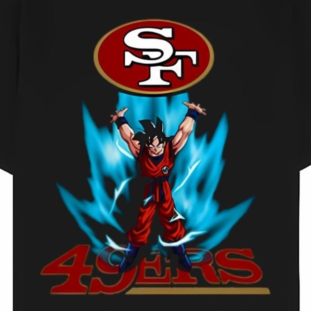Son Goku San Francisco 49ers Football Graphic T-Shirt Anime Crossover Fan Gift - Picture 2 of 5